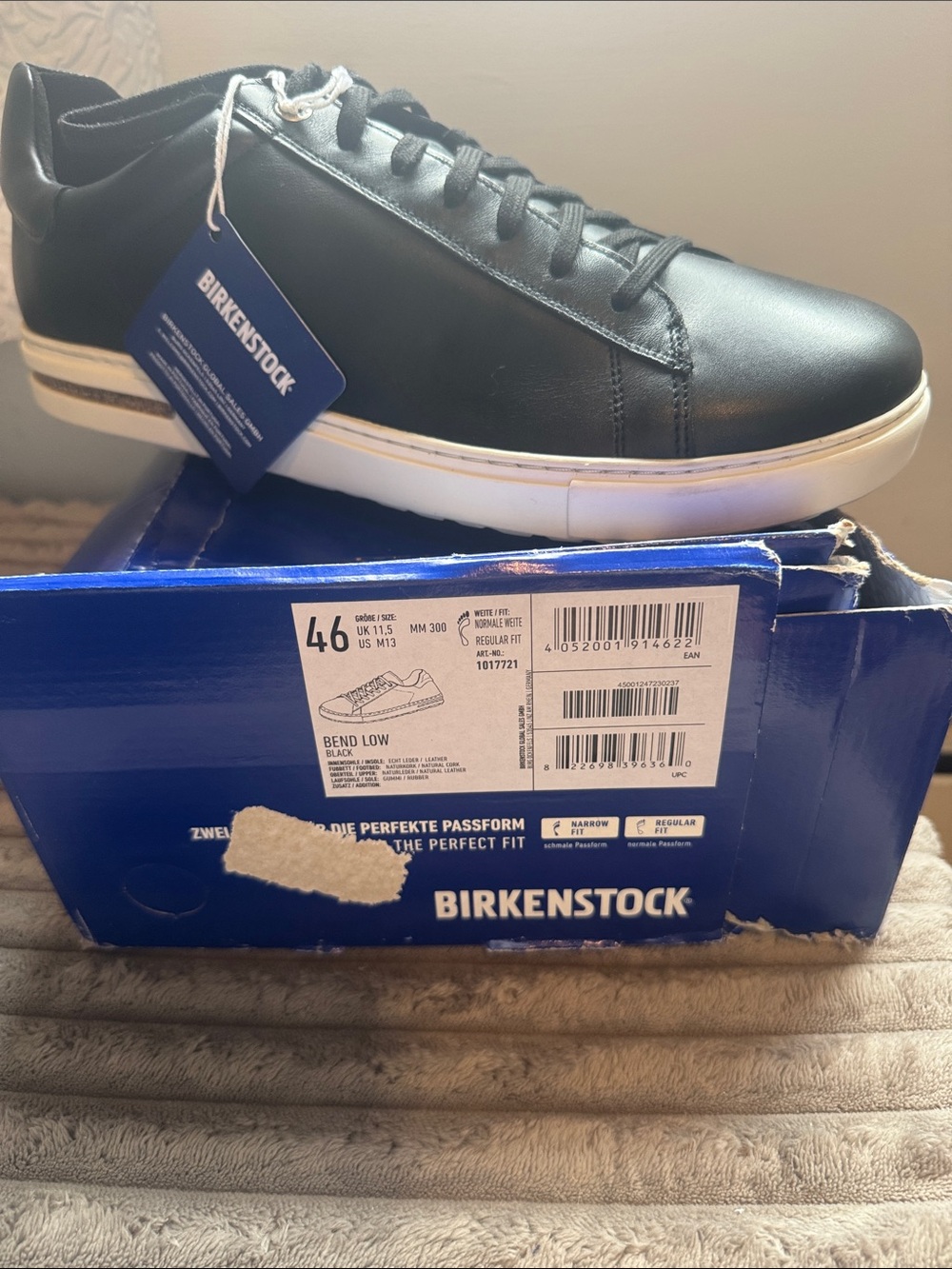 Birkenstock Bend Low Men’s Leather Sneaker - Black with White Sole